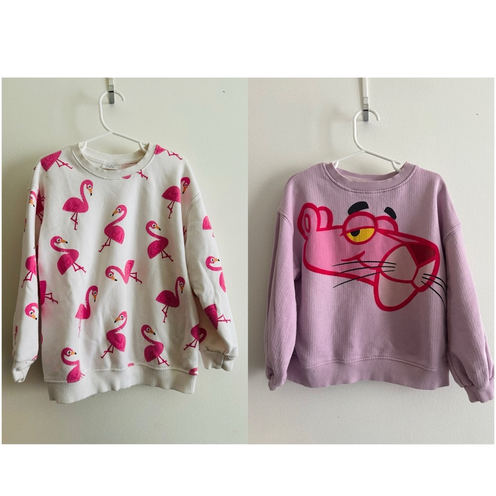 Zara kids sweatshirt with pink panther and flamingo print in size 6-7 years